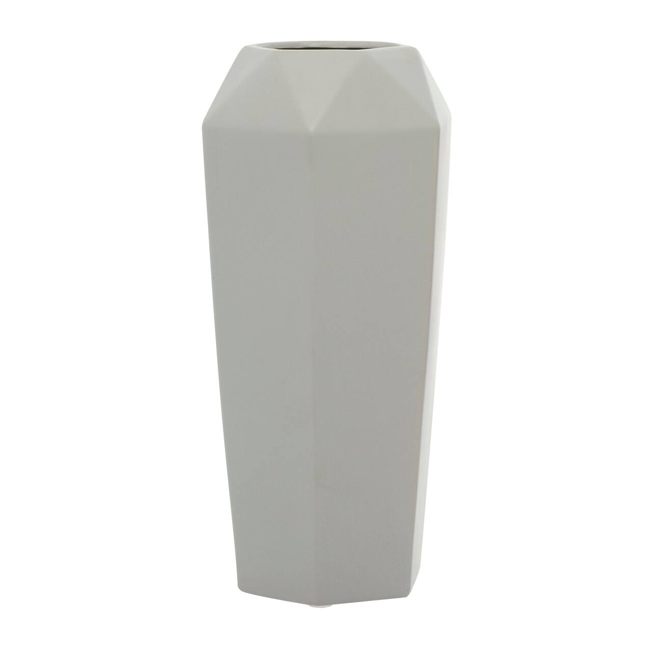14&#x22; Light Gray Matte Stoneware Contemporary Vase